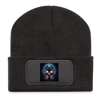 Crâne fusionné avec serpent 3D - Beanie recyclé à patch - charbon - Devant