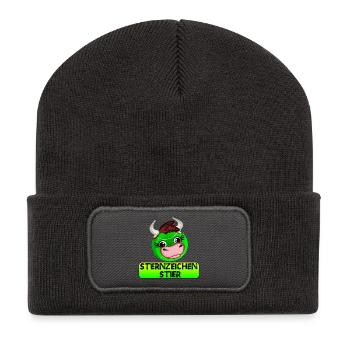 STERNZEICHEN STIER TENNIS - Recycelte Patch Beanie - Dunkelgrau - Vorne