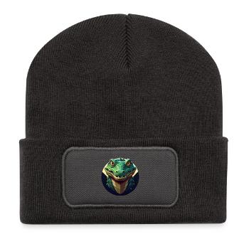 Circular geometric crocodrago - Recycled Patch Beanie - dark grey - Front