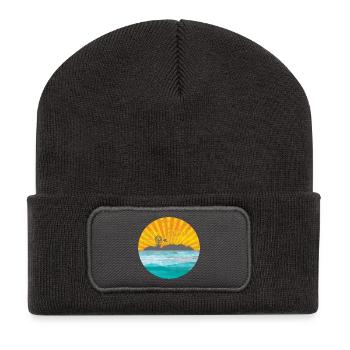 Sunset over coastal landscape - Recycled Patch Beanie - dark grey - Front