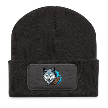 Viking Wolf Head - Recycelte Patch Beanie - Dunkelgrau - Vorne