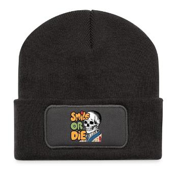 Skeletor avec un message optimiste - Beanie recyclé à patch - charbon - Devant
