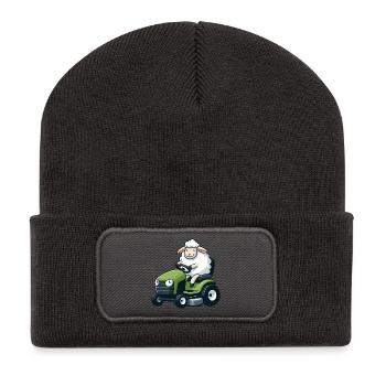Mouton agneau tondeuse à gazon entretien de jardin - Beanie recyclé à patch - charbon - Devant