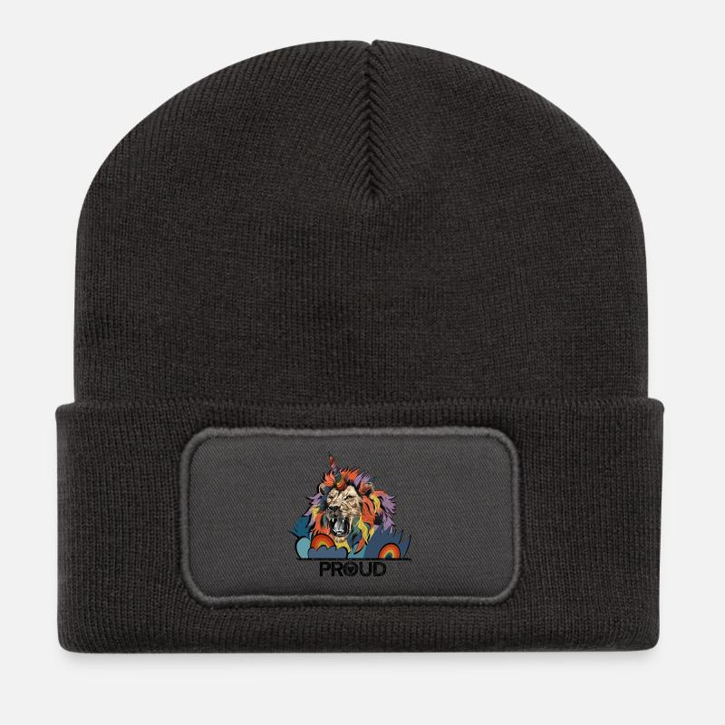 LGBTQIA Lion Unicorn Pride - Recycled Patch Beanie - dark grey