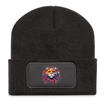 Cat - Recycled Patch Beanie - dark grey - Front