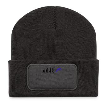 Wintersport Schifahren Skifahrer Evolution Schnee - Recycelte Patch Beanie - Dunkelgrau - Vorne