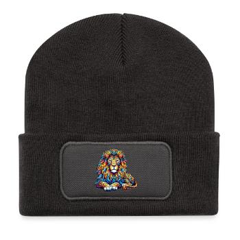 Lion - Recycled Patch Beanie - dark grey - Front