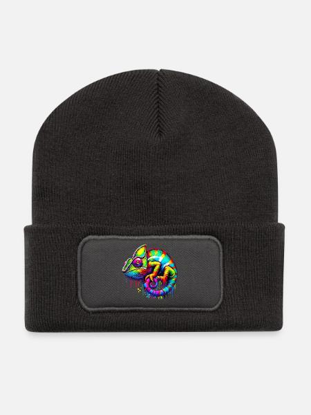 Chamäleon - Recycelte Patch Beanie - Dunkelgrau