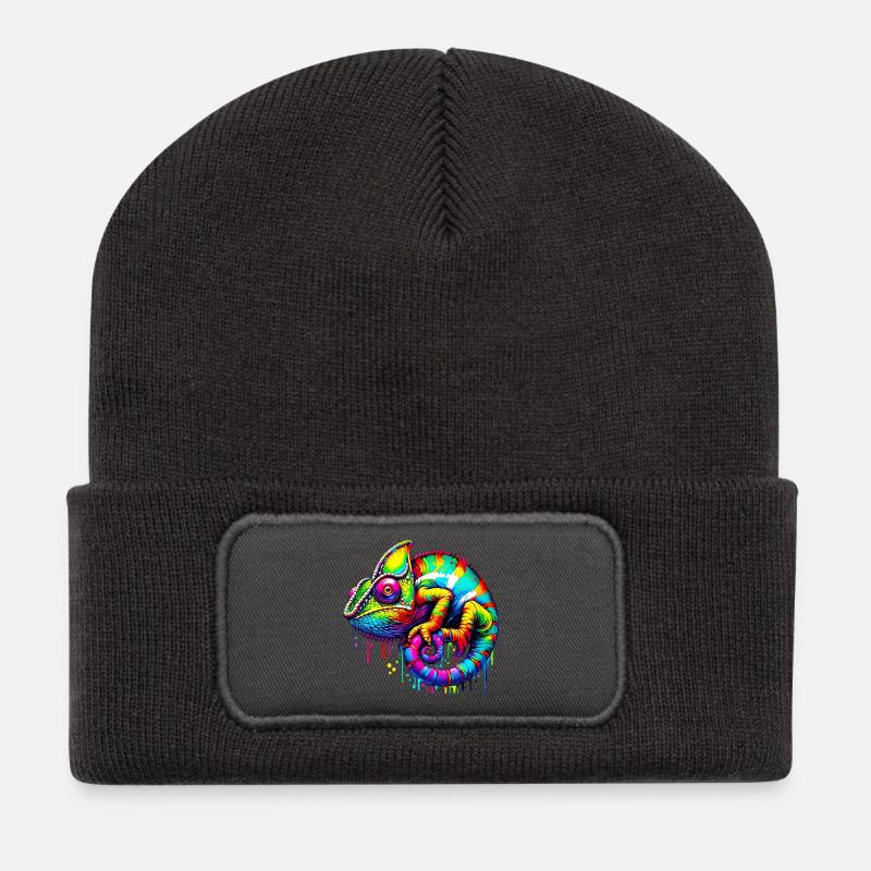 Chamäleon - Recycelte Patch Beanie - Dunkelgrau