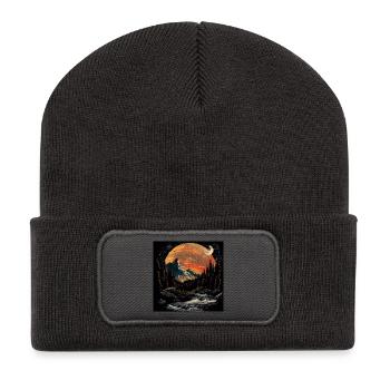 Berge und Wald bei Nacht erschaffen - Recycelte Patch Beanie - Dunkelgrau - Vorne