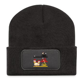 FUßBALL HÜHNER FAHRRAD DEUTSCHLAND - Recycelte Patch Beanie - Dunkelgrau - Vorne
