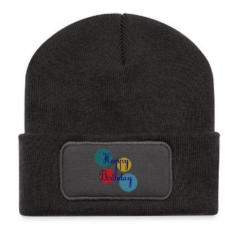 ALLES GUTE ZUM GEBURTSTAG. ALLES GUTE ZUM GEBURTSTAG. JAHRESTAG. - Recycelte Patch Beanie - Dunkelgrau - Vorne