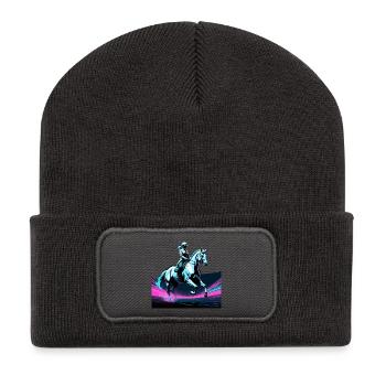 Dressage Équitation Cheval Dynamic Gift - Beanie recyclé à patch - charbon - Devant