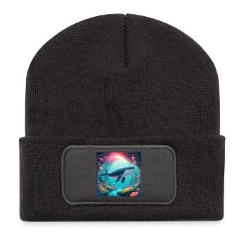 Fliegender Wal - Recycelte Patch Beanie - Dunkelgrau - Vorne