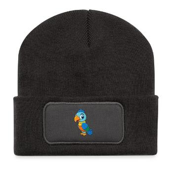 Papagei Niedliche Maskottchen Cartoon Figur Kawaii - Recycelte Patch Beanie - Dunkelgrau - Vorne