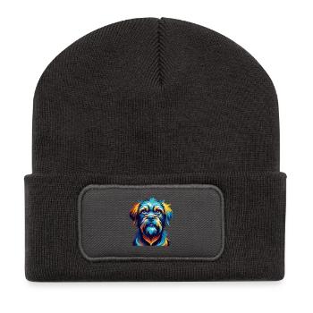 Belgische Griffon Hunderasse Bunte Karikatur Kawaii - Recycelte Patch Beanie - Dunkelgrau - Vorne
