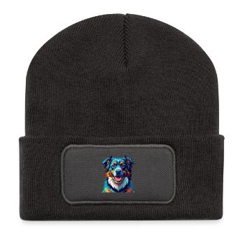 Kaukasischer Schäferhund Hunderasse Karikatur Kawaii - Recycelte Patch Beanie - Dunkelgrau - Vorne