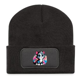 Cat - Recycled Patch Beanie - dark grey - Front