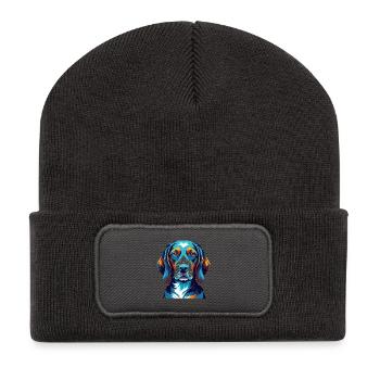 Französischer dreifarbiger Jagdhund, Hunderasse Cartoon Kawaii - Recycelte Patch Beanie - Dunkelgrau - Vorne