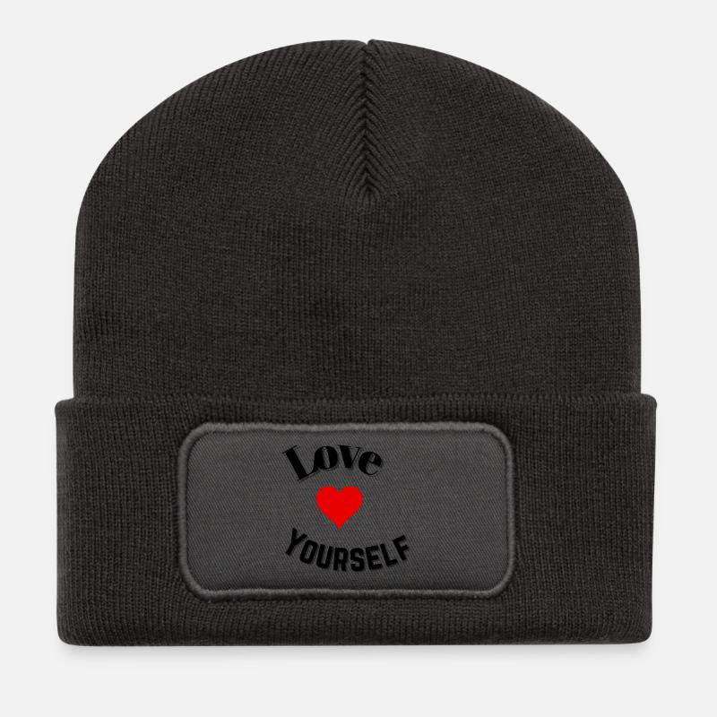 Love yourself - Recycled Patch Beanie - dark grey