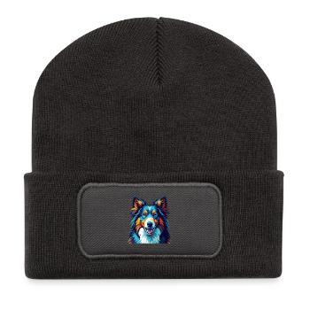 Sheltie Dog Breed Colorful Cartoon Kawaii - Recycled Patch Beanie - dark grey - Front