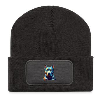 Dogo Argentino Dog Breed Colorful Cartoon Kawaii - Recycled Patch Beanie - dark grey - Front