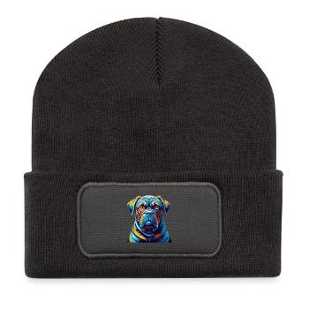 Français Bordeaux Mastiff Chien Race Dessin Animé Kawaii - Beanie recyclé à patch - charbon - Devant