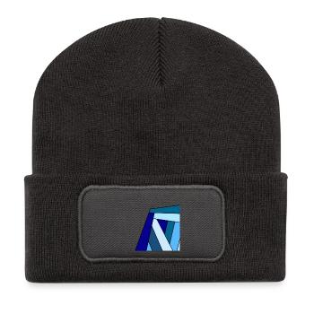 carre colore bleu - Beanie recyclé à patch - charbon - Devant