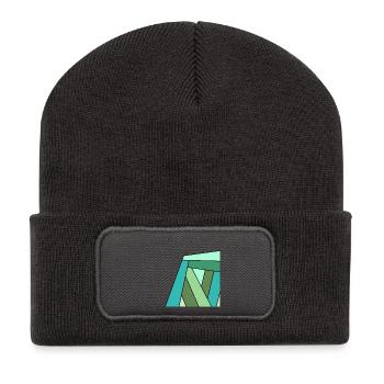 carre colore vert - Beanie recyclé à patch - charbon - Devant