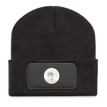 Cercle de palmiers de l’île Sunny - Beanie recyclé à patch - charbon - Devant