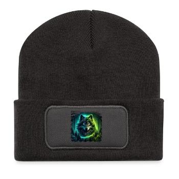 Wolf - Recycelte Patch Beanie - Dunkelgrau - Vorne