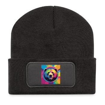 Rainbow Bear - Recycelte Patch Beanie - Dunkelgrau - Vorne