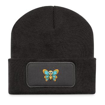 Butterfly Cute Cartoon Character Kawaii Clipart - Recycled Patch Beanie - dark grey - Front