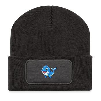 Whale Cute Cartoon Character Kawaii Clipart - Recycled Patch Beanie - dark grey - Front