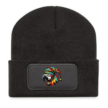 Harlekin Papagei - Recycelte Patch Beanie - Dunkelgrau - Vorne
