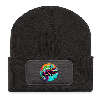 Chamäleon - Recycelte Patch Beanie - Dunkelgrau - Vorne