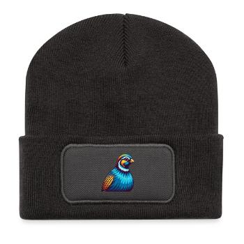 perdrix coloré kawaii personnage de dessin animé animal de compagnie - Beanie recyclé à patch - charbon - Devant