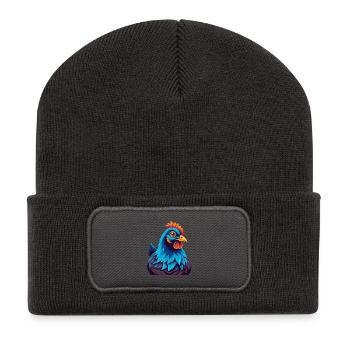 Poule coloré Kawaii dessin animé Personnage Clipart - Beanie recyclé à patch - charbon - Devant