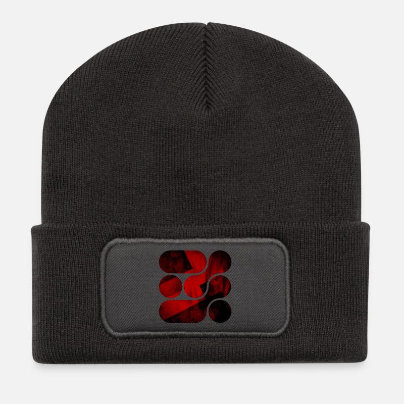 OCHOOO - Dunkelrot - Recycelte Patch Beanie - Dunkelgrau