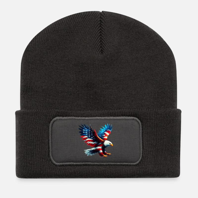 Adler Flagge USA USA Amerikanisch - Recycelte Patch Beanie - Dunkelgrau