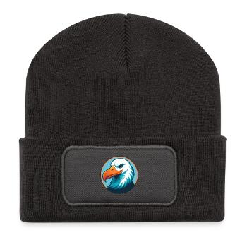 Albatross Cute Kawaii Cartoon Animal Pet Logo - Recycled Patch Beanie - dark grey - Front