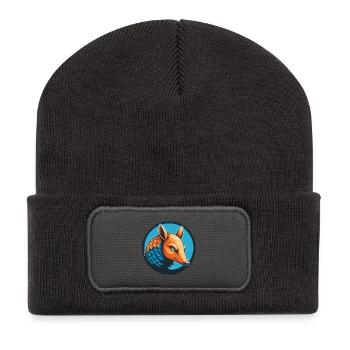 Gürteltier Niedliches Kawaii Cartoon Tier Haustier Logo - Recycelte Patch Beanie - Dunkelgrau - Vorne