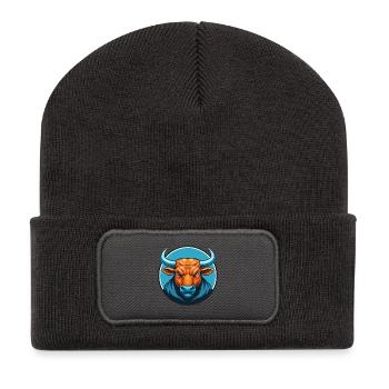 Bulle Niedlich Kawaii Cartoon Clipart Tier Haustier Logo - Recycelte Patch Beanie - Dunkelgrau - Vorne