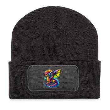 Drache - Recycelte Patch Beanie - Dunkelgrau - Vorne