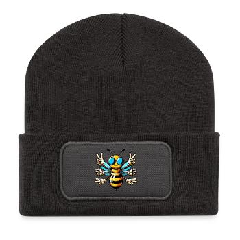 Bee with Sunglasses - Recycled Patch Beanie - dark grey - Front