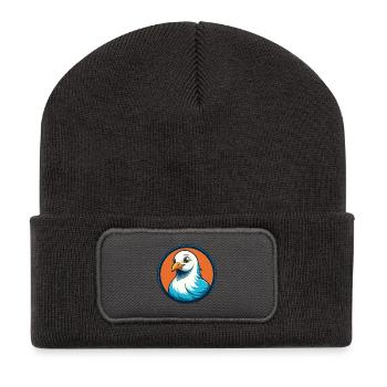 Taube Niedliche Kawaii Cartoon Clipart Tier Haustier Logo - Recycelte Patch Beanie - Dunkelgrau - Vorne