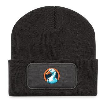 Oie mignon Kawaii dessin animé Clipart Animal Animal Pet Logo - Beanie recyclé à patch - charbon - Devant