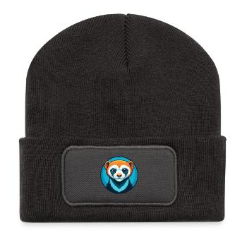 Frettchen Niedliche Kawaii Cartoon Clipart Tier Haustier Logo - Recycelte Patch Beanie - Dunkelgrau - Vorne