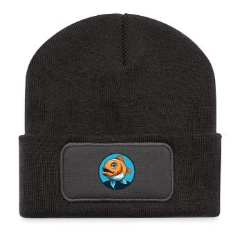 Fish Cute Kawaii Cartoon Clipart Animal Pet Logo - Recycled Patch Beanie - dark grey - Front