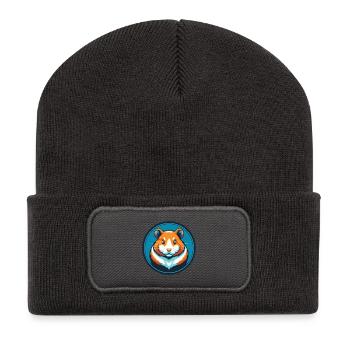 Hamster Cute Funny Kawaii Cartoon Animal Pet Logo - Recycled Patch Beanie - dark grey - Front